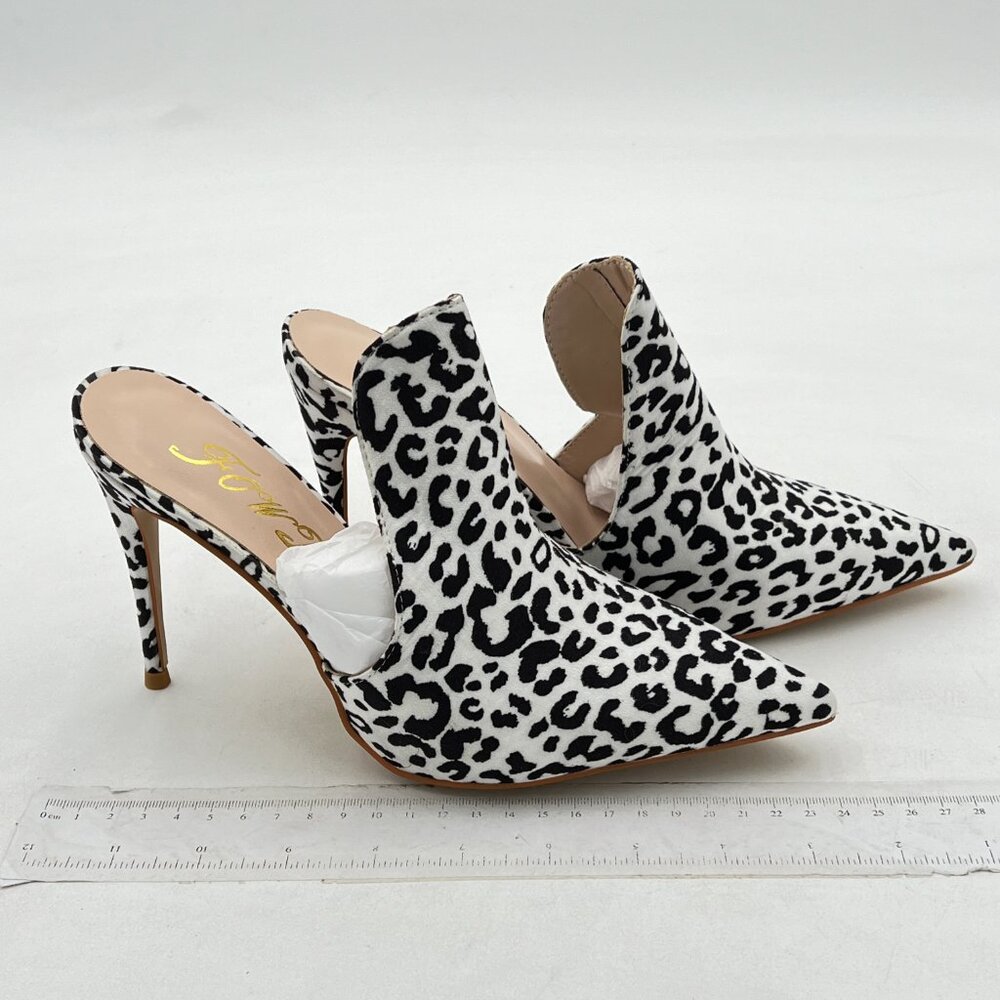 Fowt Leopard Print Side V Cut Backless Mules For … - image 4